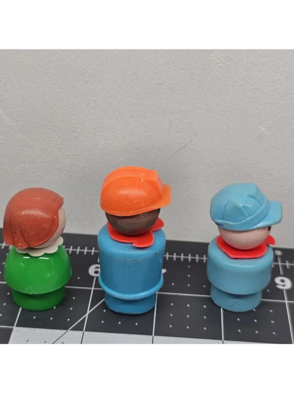 Vintage Fisher Price Little People Lot 3 Figures Construction Worker Boy Plastic